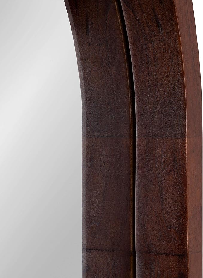Kate and Laurel Hutton MidCentury Modern Farmhouse Arch Mirror, Walnut Brown - Image 6