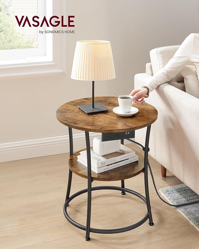 VASAGLE Side Table, 2-Tier Round End Table - Image 3