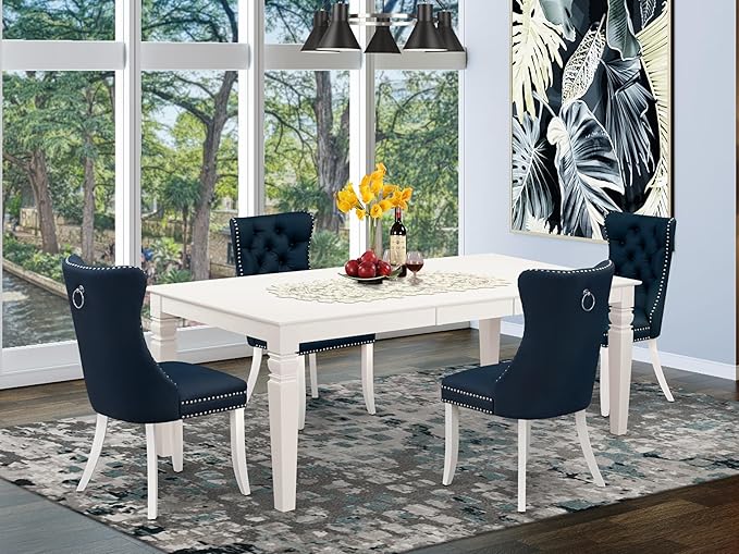 East West Furniture LGDA5-LWH-29 5 Piece Dining Set Consists of a Rectangle - Image 2