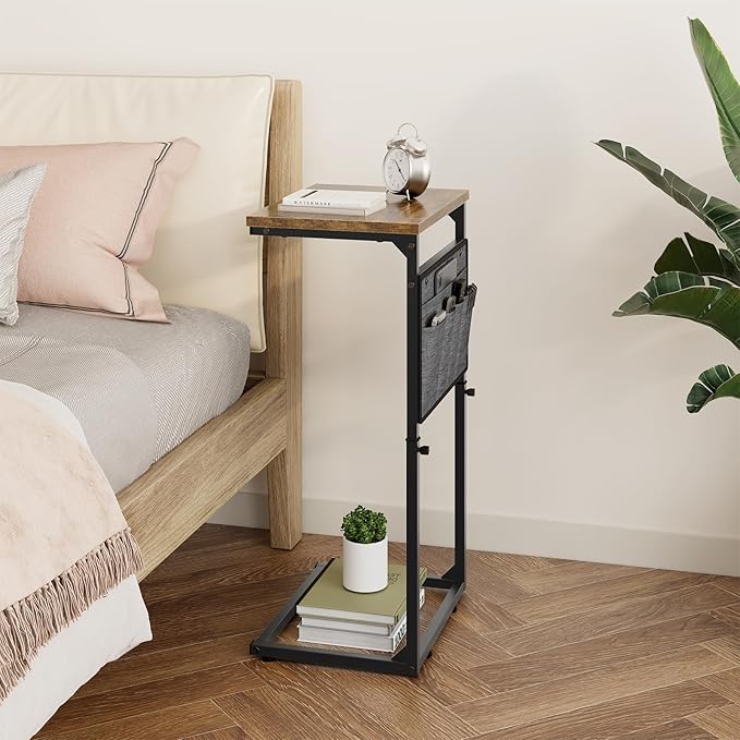 Vagusicc C Shaped End Table, Adjustable Height Small Couch Side Table - Image 6