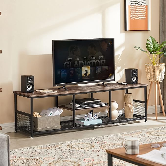 VECELO Industrial TV Stand for Televisions up to 70 Inch, 3 Tiers Media Console - Image 3
