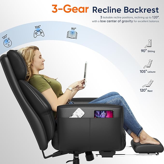 GABRYLLY Ergonomic Chair with Footrest – Wide Cross Legged Chair with - Image 5