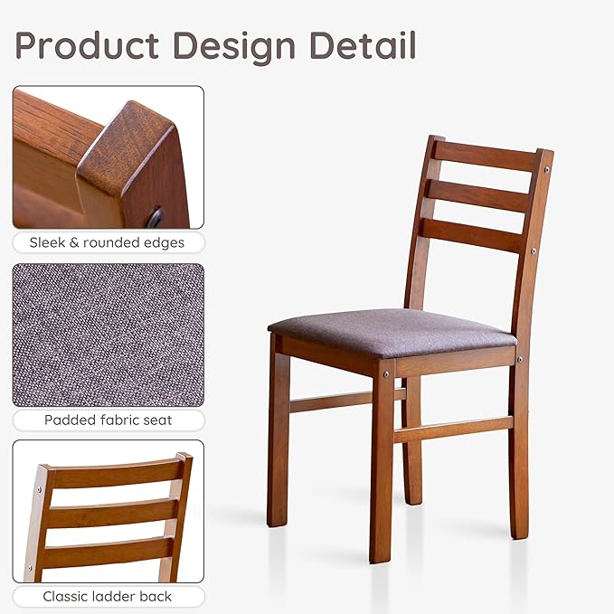Livinia Seattle Modern Farmhouse Kitchen Dining Room Chair Set of 4, Solid Wood - Image 4