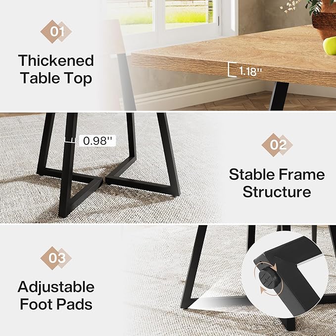 Tribesigns Square Dining Table for 2, 31.5" Modern Dinner Table - Image 7