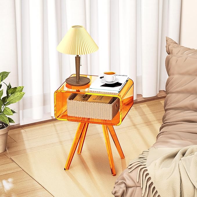 Acrylic Side Table, Acrylic Nightstand Bedside Table - Image 2