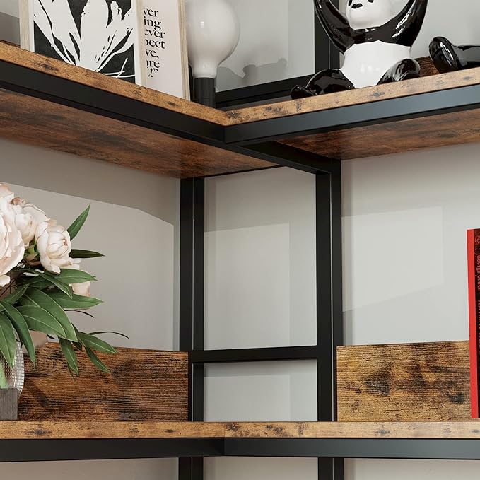 IRONCK Industrial Bookshelves 5 Tiers Corner Bookcases - Image 5