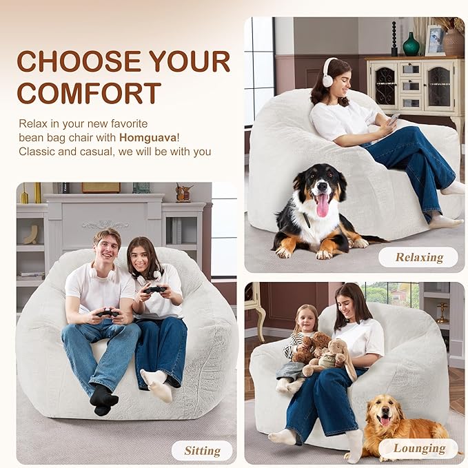 Giant Bean Bag Chair for Adults, Large Memory Foam BeanBag Chairs, Oversized - Image 4