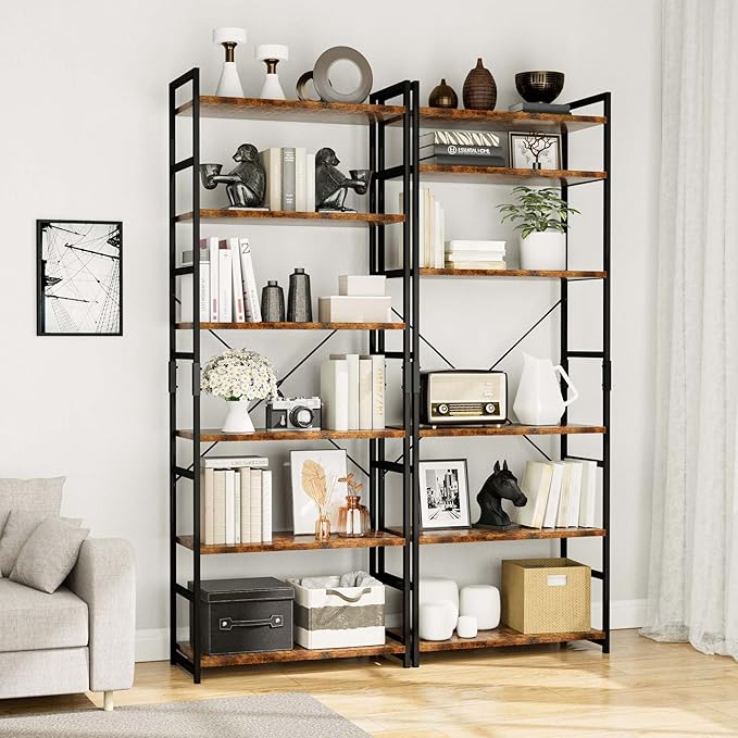 OTK 6 Tier Adjustable Bookshelf, Tall Bookcase, Office Shelf Storage Organizer - Image 2