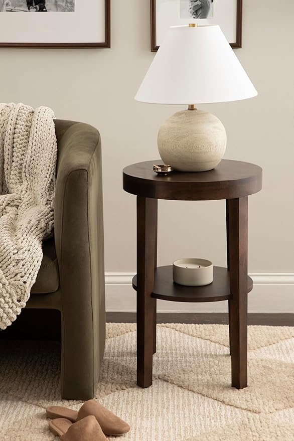 Kate and Laurel Talcott Modern Round Wood Side Table, Dark Brown, Transitional - Image 2