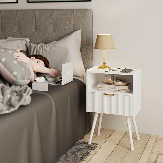 White Nightstand, Modern Bedside Table - Image 3