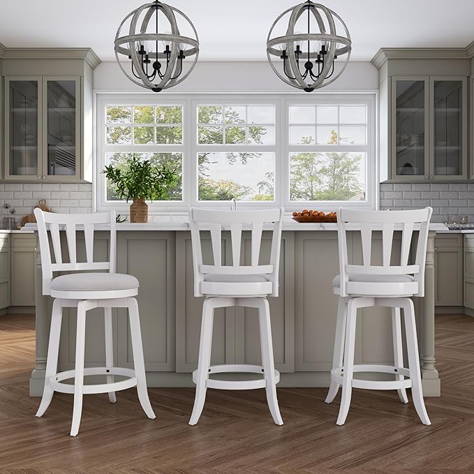 HILLSDALE Presque ISLE Wood Counter Height Swivel Stool White - Image 6
