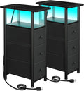 Narrow End Tables Living Room Set of 2 by LOAKEKEL