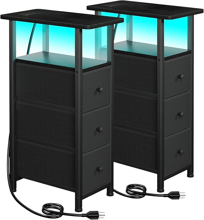 Narrow End Tables Living Room Set of 2 by LOAKEKEL