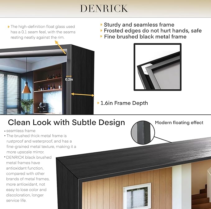 Brushed Metal Thick Frame Bathroom Mirror 18 x 30 Inch Metal Frame Black Mirror - Image 5