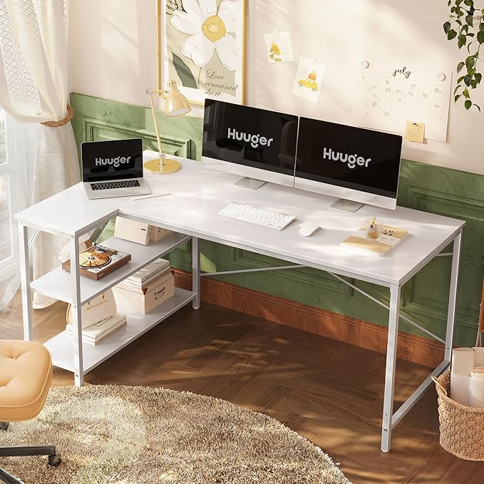 Huuger L Shaped Desk, 55 Inches Computer Desk - Image 2