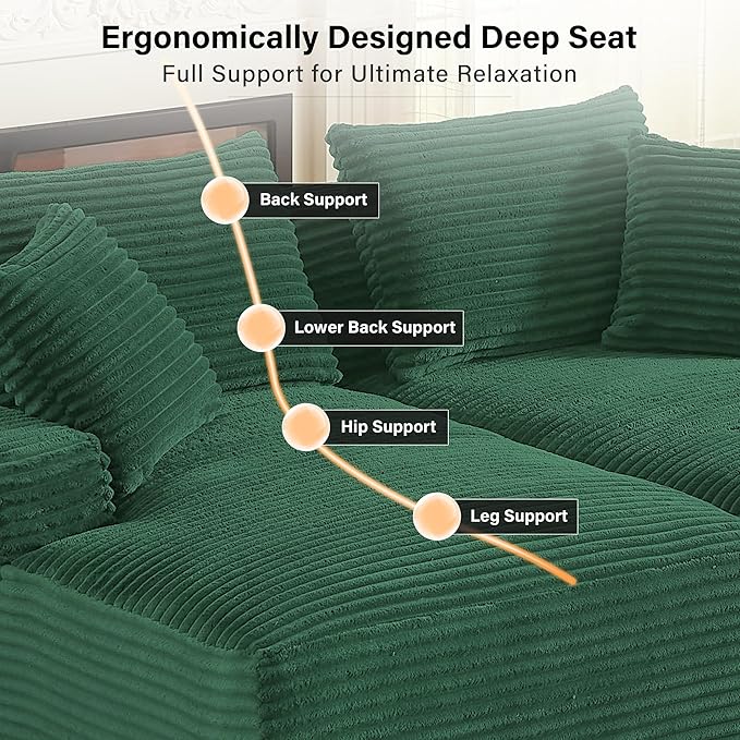 ERYE 79" Oversized Double Chaise Lounge Indoor Sleeper Recliner Sofabed - Image 3
