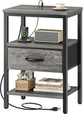 SUPERJARE Nightstand with Charging Station, Bed Side Table with Adjustable by SUPERJARE