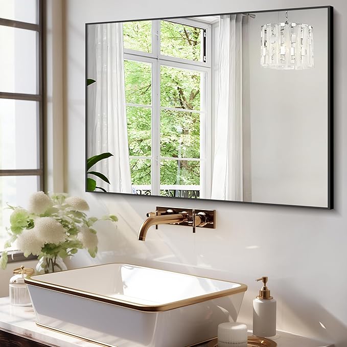 30x48 Inch Black Bathroom Mirror - Image 2
