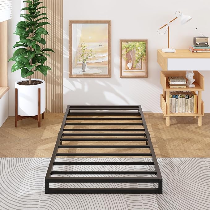 4 Inch Twin XL Bed Frames Heavy Duty Sturdy Metal Platform Bed Frame No Box by Lutown-TeenHome