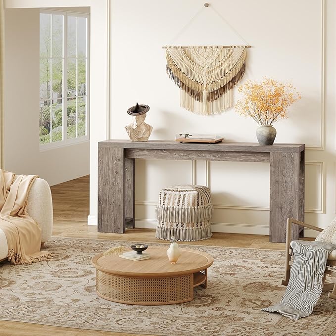 LITTLE TREE 70.9-Inch Long Entryway Table, Farmhouse Sofa Console Table - Image 8