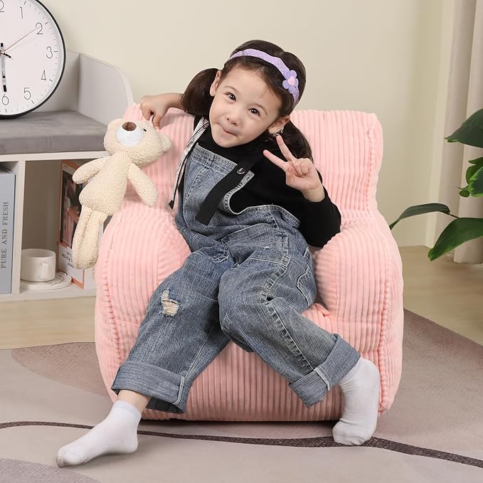 Kids Bean Bag Chair with a Plush Bear, Comfy Toddler Chair - Image 6