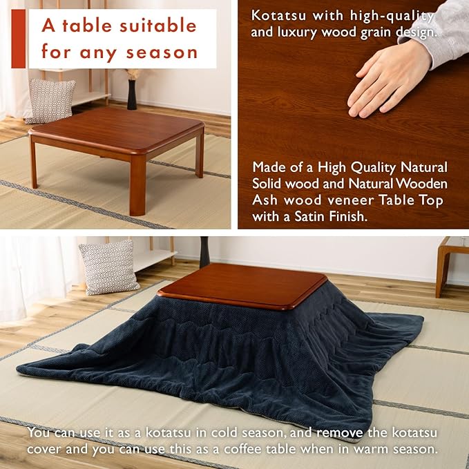 PaletteLife Japanese Heated Table (41x29in- Wooden Chabudai Furniture - Image 4