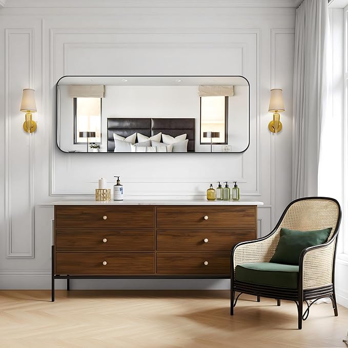 KOCUUY Black Bathroom Mirror 60"x24", Large Vanity Mirror - Image 2