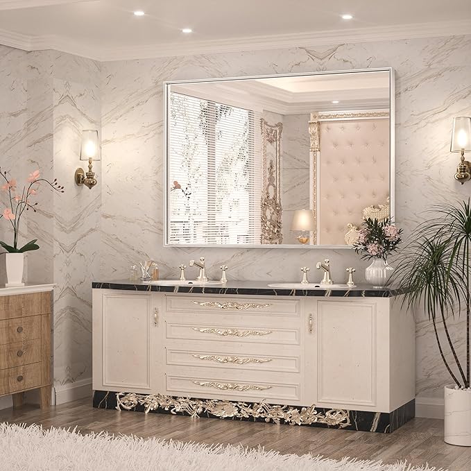 Keonjinn 48 x 36 Inch Silver Bathroom Mirror - Image 2