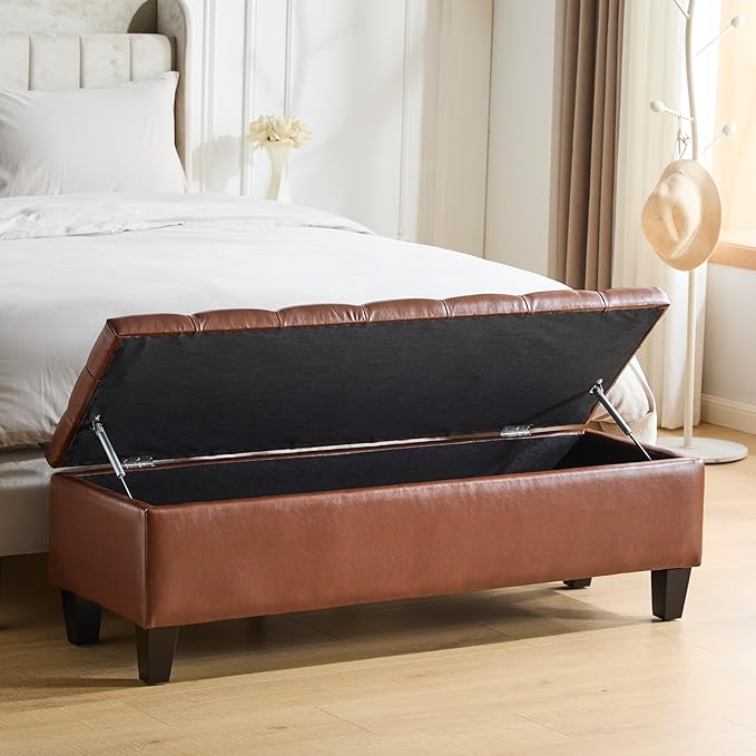 Christopher Knight Home Ottilie Faux Leather Storage Ottoman Bench, Wooden - Image 4