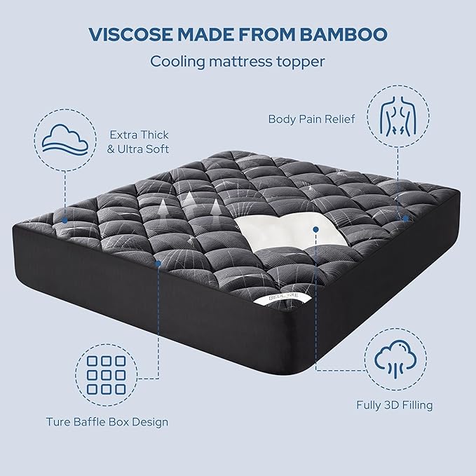 BEDLORE Queen Mattress Topper, Viscose Made from Bamboo Soft Pillow Top - Image 5