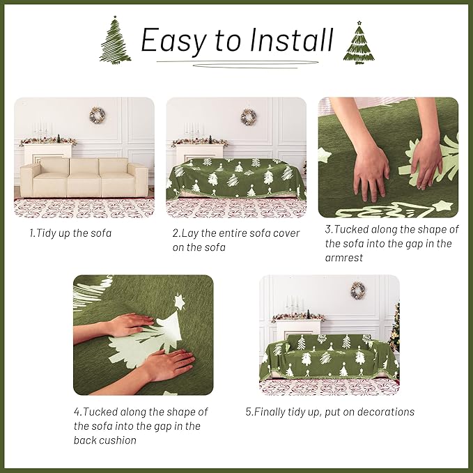 MYSKY HOME 71"X102" Chair Christmas Couch Cover, Sectional Sofa Covers Sofa - Image 6