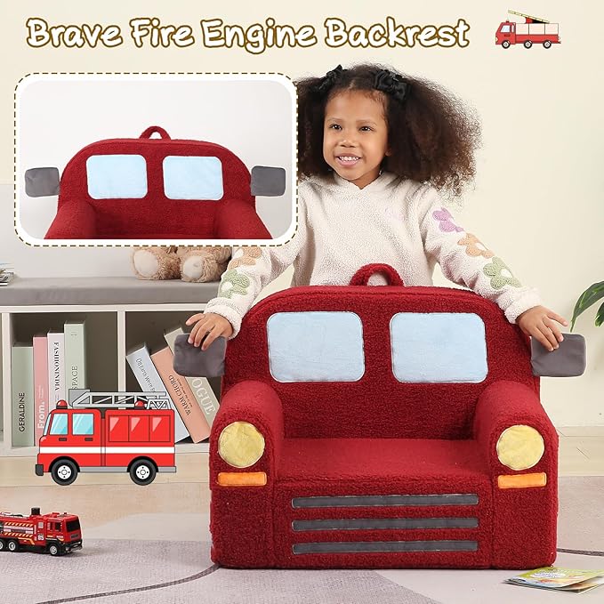Comfy Toddler Chair, Kids Fire Engine Couch - Image 4
