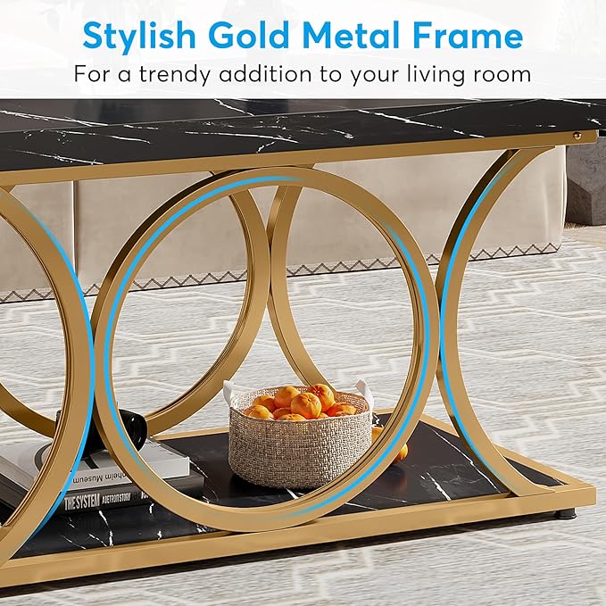Tribesigns Rectangle Coffee Table, 47.24-inch Modern Coffee Tables - Image 6