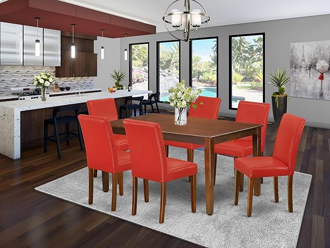 East West Furniture CAAB7-MAH-72 7 Piece Kitchen Table & Chairs Set Consist of - Image 2
