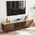 POVISON Mid Century Modern Sintered Stone TV Stand, Slatted Media Console TV by POVISON