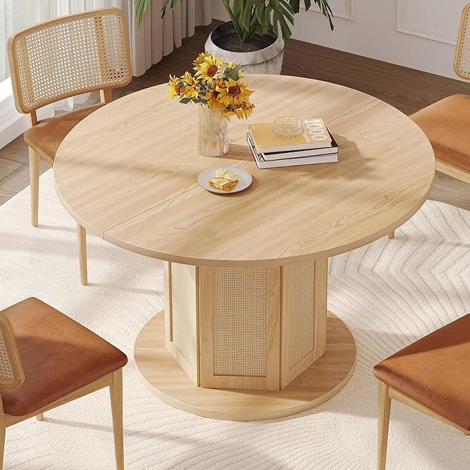 DWVO Round Dining Table for 4-6 People 47 Inch Farmhouse Kitchen Table - Image 3