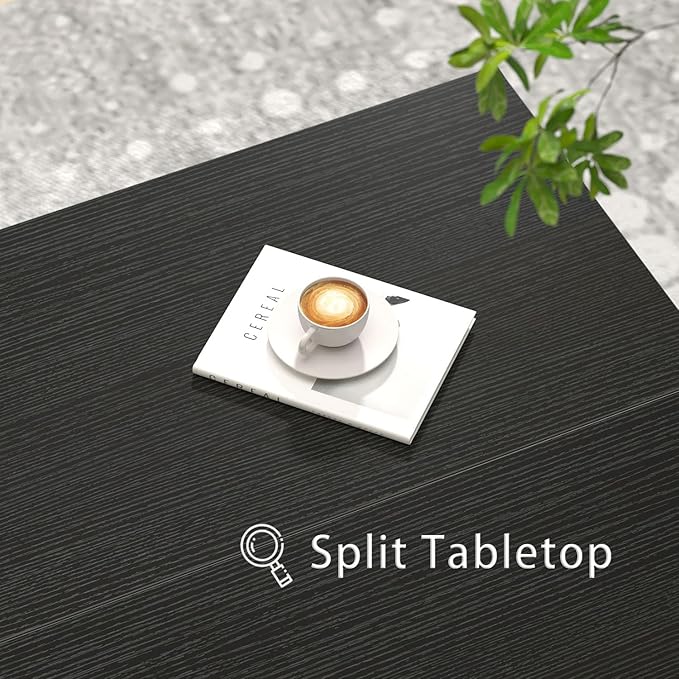FOLUBAN Black Coffee Table, Modern Square Center Table - Image 4