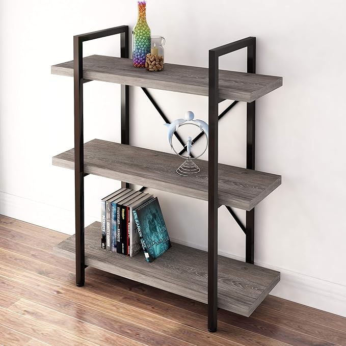 45MinST 3-Tier Vintage Industrial Style Bookcase/Metal and Wood Bookshelf by 45MinST