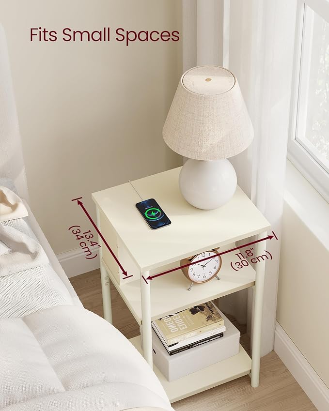 VASAGLE Side Table with Charging Station, 3-Tier End Table with USB Ports and - Image 6