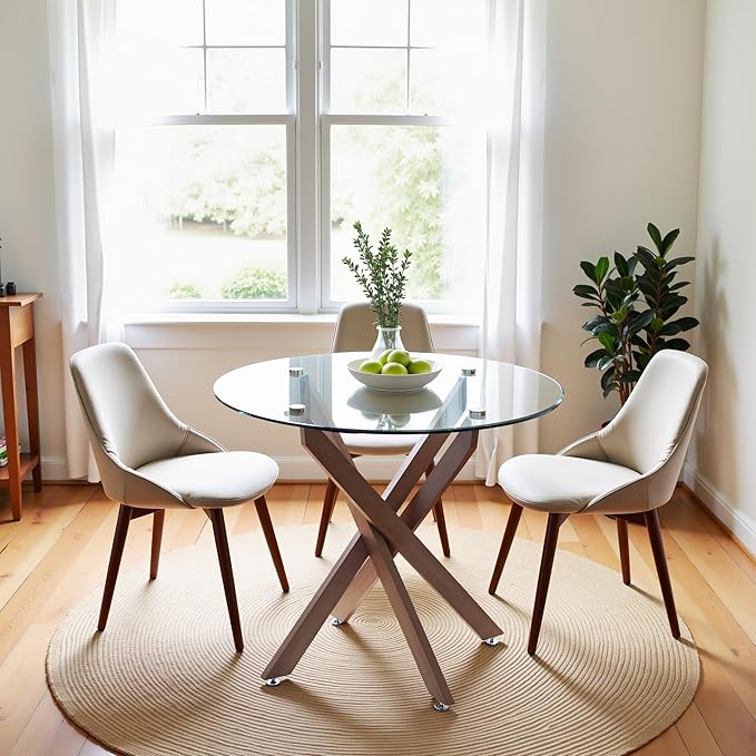 Dining Table for 4 Modern Round Dining Table 35.43" Kitchen & Dining Room Tables - Image 4