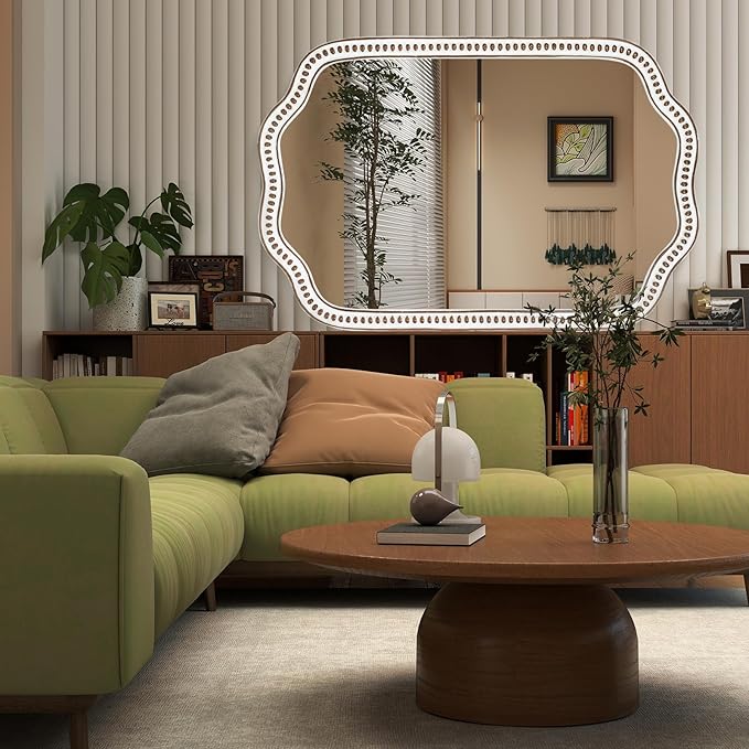 24x36 Inch Wooden Scalloped Farmhouse Mirror - Image 7