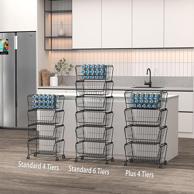 PUSDON Stackable Metal Storage Carts, Dual Use Shelf - Image 8