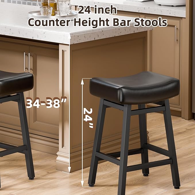 Counter Height Bar Stools Set of 2, 24 Inch Backless BarStools - Image 8
