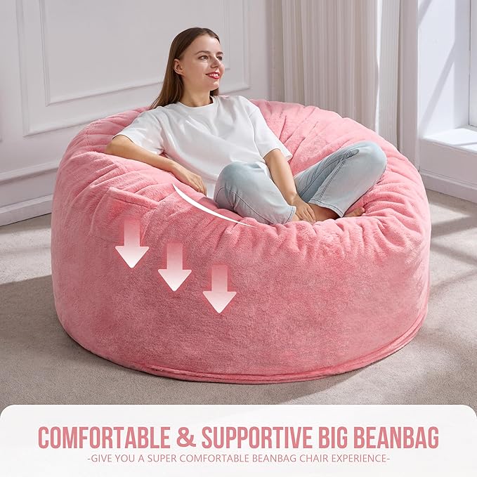 Hobestluk 4ft Bean Bag Chairs for Adults Large Beanbag Chair - Image 6