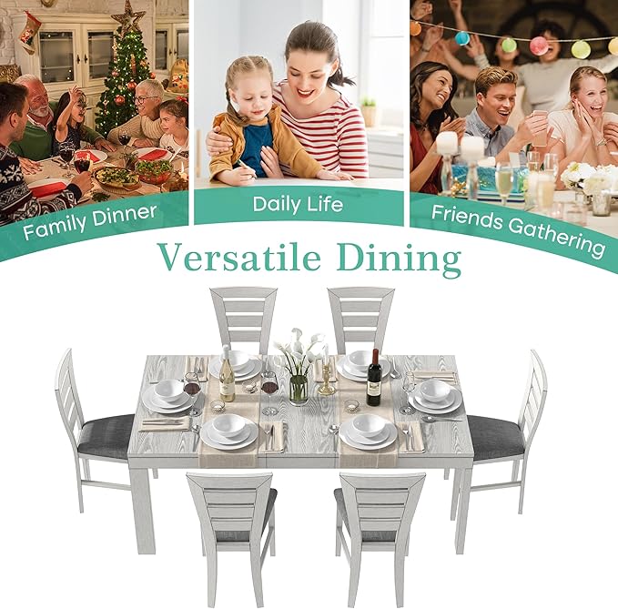 6-Piece Solid Wood Dining Table Set - Image 7