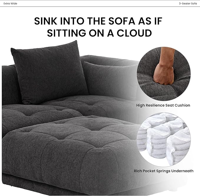 COLAMY 144" Modular Sectional Chenille Couch - Image 7