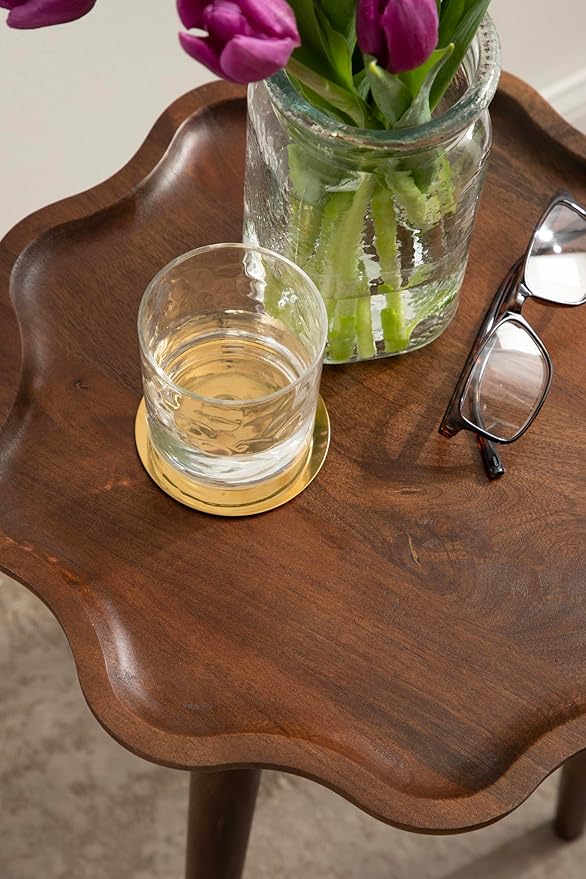 Kate and Laurel Alezar Modern Wooden Round Side Table, Walnut Brown, - Image 4
