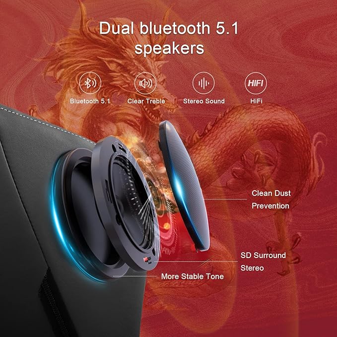 GTPLAYER Gaming Chair with Bluetooth Speakers and Footrest, Dragon Series Video - Image 4