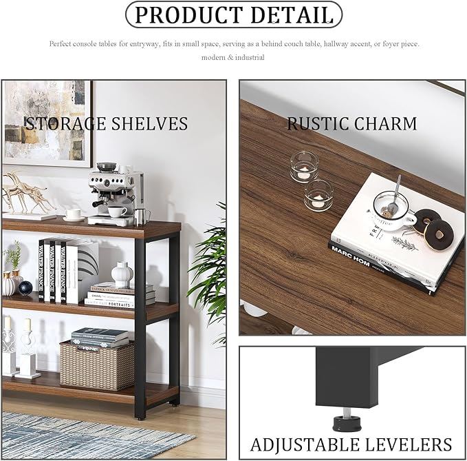 EXCEFUR 47" Entryway Table, Industrial Console Table - Image 6