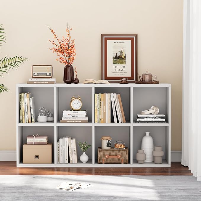 YESHOMY 8 Cube Bookcase, Open Frame 2-Tier Book Shelf, Bookshelf Storage by SearchallYESHOMY